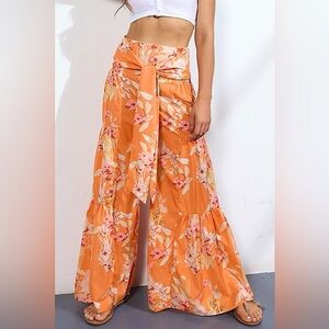 NWT-Plus Size High-Rise Tied Palazzo Pants